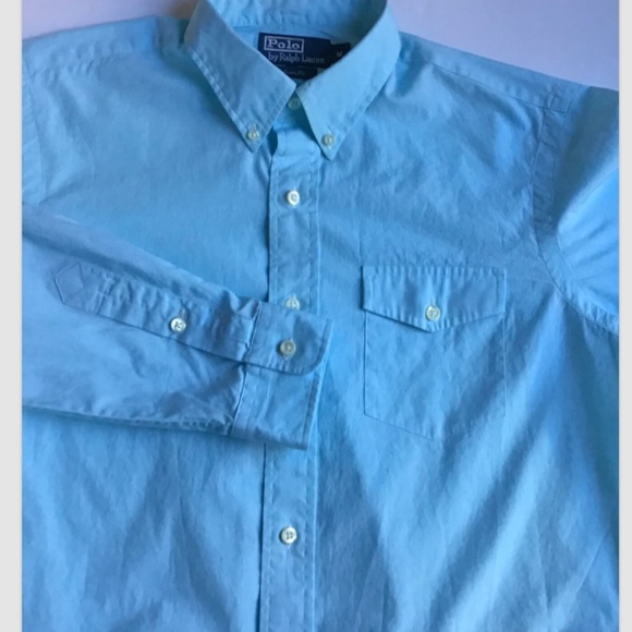 Polo Ralph Lauren lovely turquoise fine cotton button down shirt Sz M - Picture 8 of 8